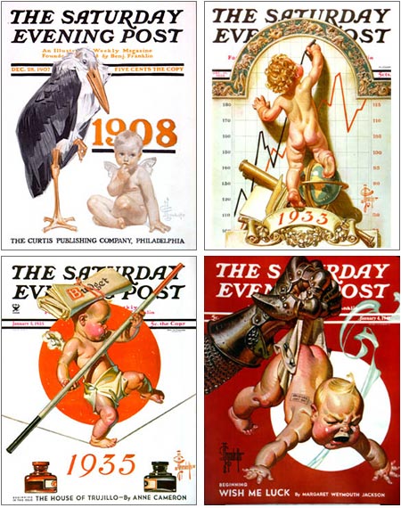 J.C. Leyendecker New Year's baby covers