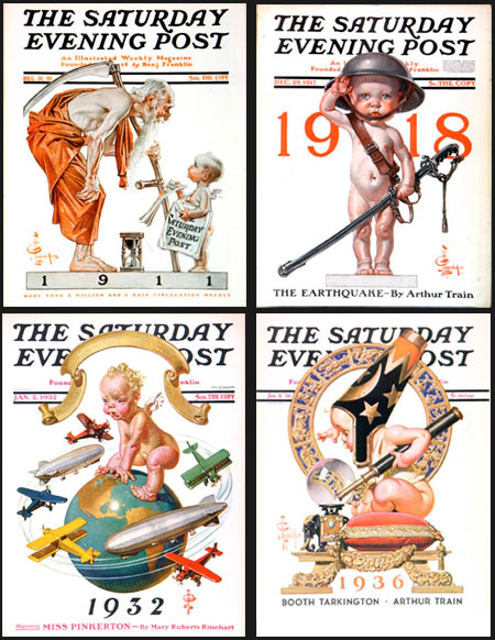 J.C. Leyendecker New Years Babies Saturday Evening Post Covers