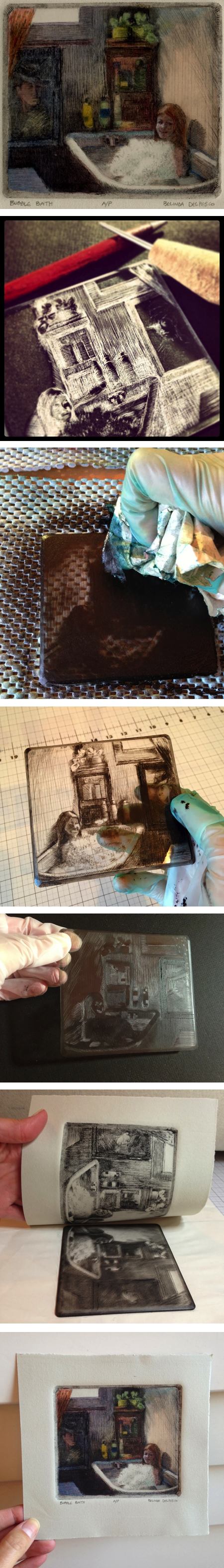 Belinda Del Pesco drypoint engravings on acrylic sheets