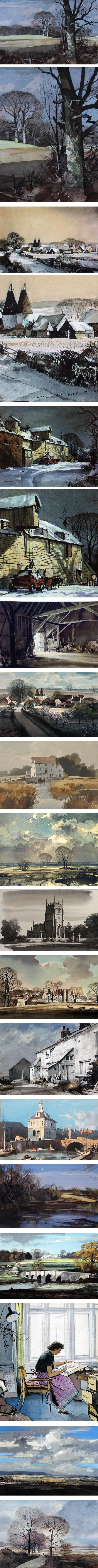 Rowland Hilder, watercolors of the English countryside