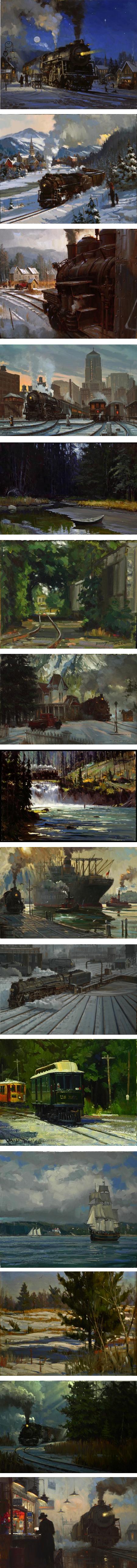 David Tutwiler, trains, landscape paintings