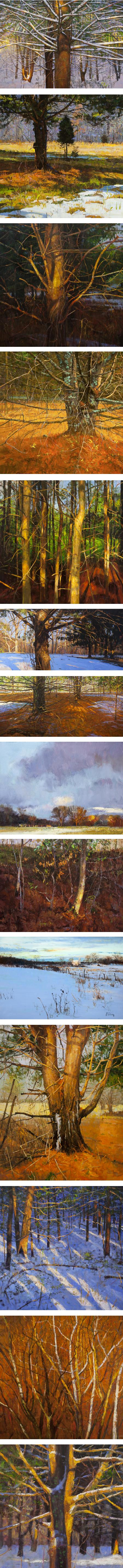 Peter Fiore, oil painting landscaprs woods adn fields