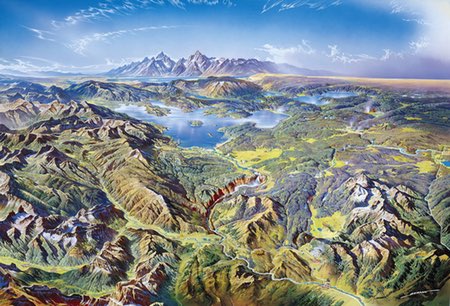 Heinrich Berann's panoramic map paintings of US national parks