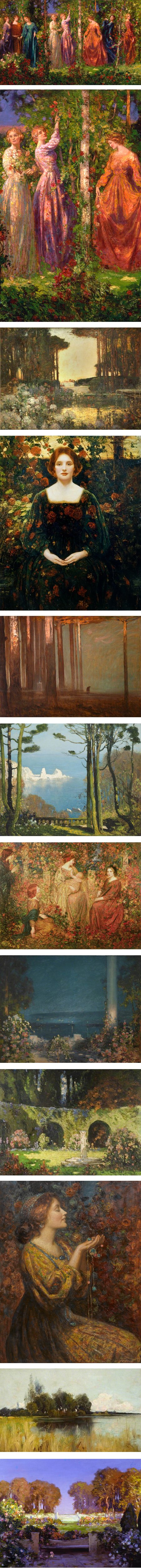 Thomas Edwin Mostyn, 19th and 20th century paintings, idyllic gardens