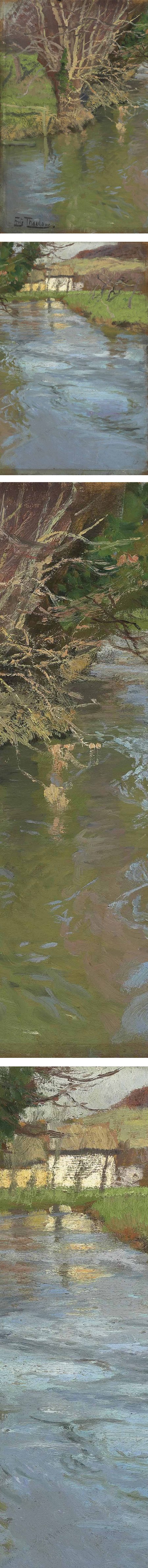 Frits Thaulow, A stream in spring (details)