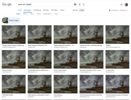 Google image search interface