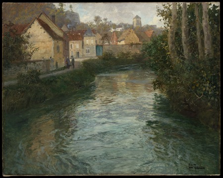 Picquigny, Frits Thaulow, oil on canvas landscape painting
