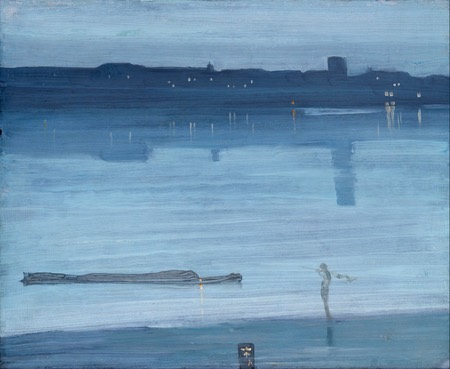 Nocturne: Blue and Silver - Chelsea, oi on wood,  James Abbott McNeill Whistler