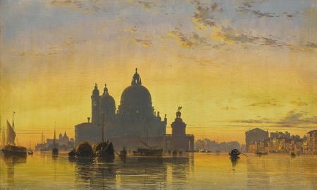 Venice sunset behind the church of Santa Maria della Salute, Edward William Cooke