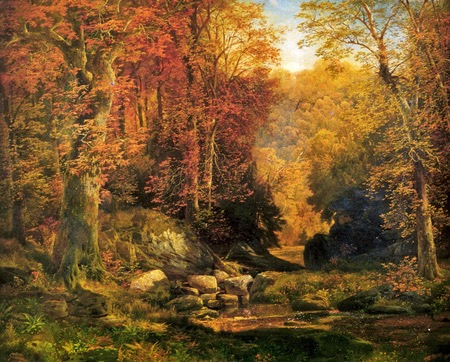 Woodland Interior with Rocky Stream, Thomas Moran