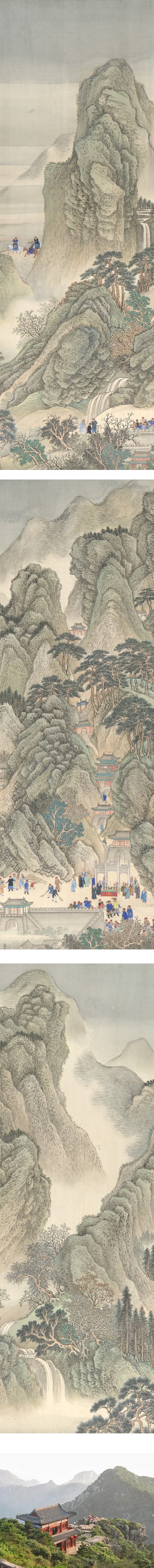 The Kangxi Emperor's Southern Inspection Tour, Scroll Three: Ji'nan to Mount Tai, (details), Wang Hui