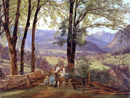 View of Ischl, Ferdinand Georg Waldmuller, landscape painting