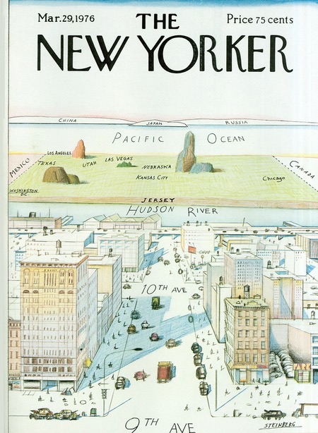 View of the World from 9th Avenue New Yorker cover by Saul Steinberg