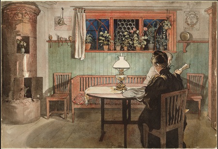 When the Children have Gone to Bed, Carl Larsson, watercolor