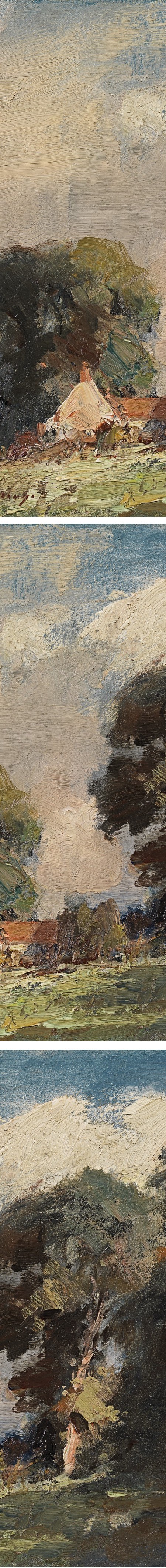  Norfolk Landscape, oil painting by English artist Edward Seago (details)