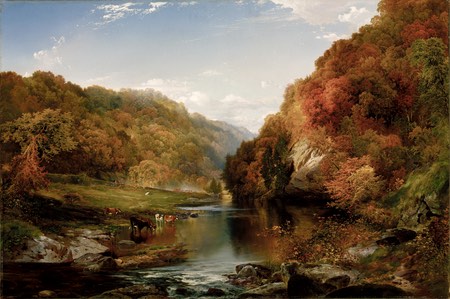 Autumn Afternoon, the Wissahickon, Thomas Moran, oil on canvas, creek in Philadelphia