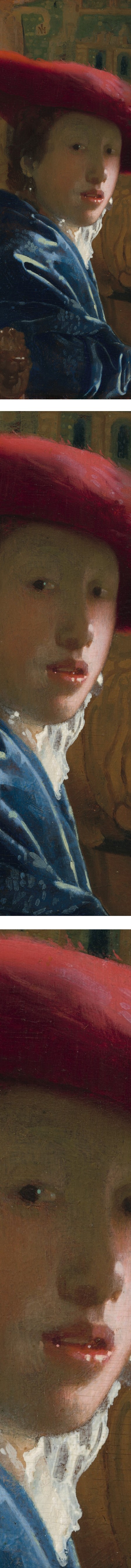 Vermeer's Girl with the Red Hat (details)
