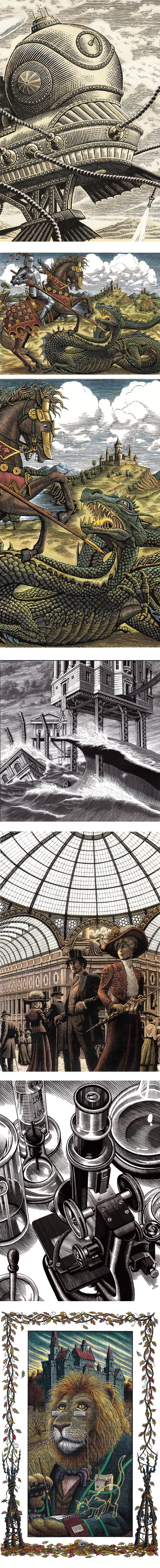 Douglas Smith scratchboard illustrations