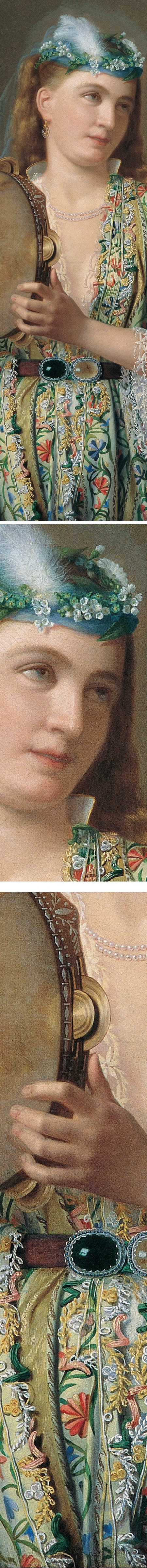Portrait of a Lady of the Court Playing the Tambourine, Pierre Desire Guillemet