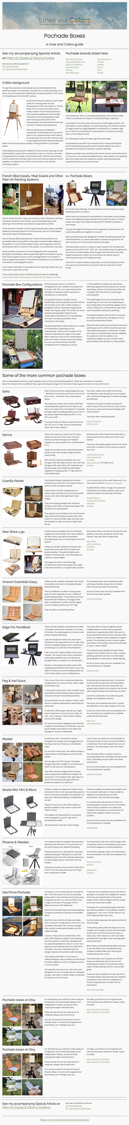 Pochade Boxes - A special featured article, overviews of major brands