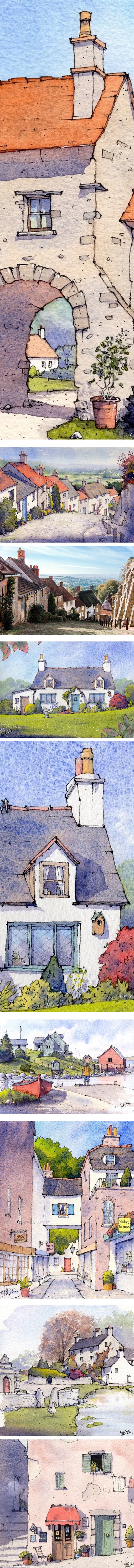 Matty Burnham, ink and watercolor illustrations