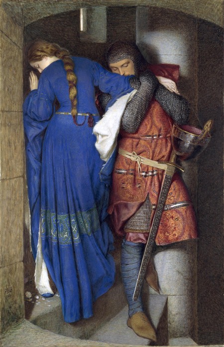 Hellelil and Hildebrand, the Meeting on the Turret Stairs, Frederic William Burton, oil on canvas