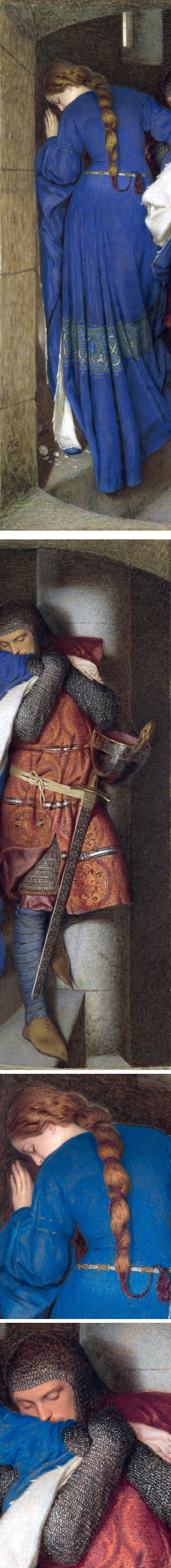 Hellelil and Hildebrand, the Meeting on the Turret Stairs, Frederic William Burton, oil on canvas