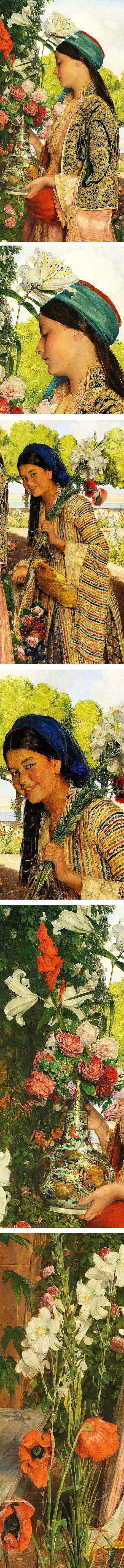 Lilium Auratum, (Golden-rayed Lily), John Frederick Lewis, oil on canvas (details)