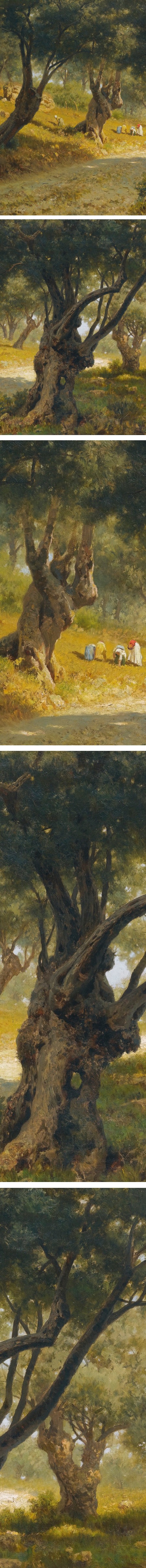 Olive Grove, Palermo, Francesco Lojacono, oil on canvas (details)