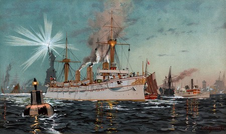 Empress Augusta leaves New York, Carl Saltzmann 
<em>Empress Augusta leaves New York</em> 