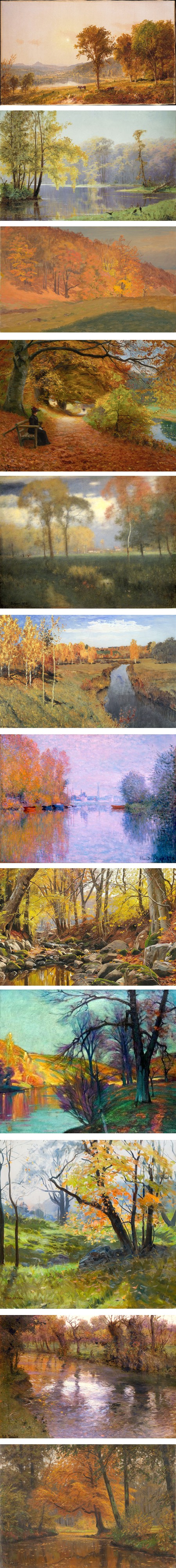 Jasper Francis Cropsey, Ekaterina Junge, Frederic Edwin Church, H.A. Brendekilde, George Inness, Isaac Levitan, Claude Monet, Peder Mork Monsted, Alfred Smith, Tadeusz Styka, Frits Thaulow, Walter Moras