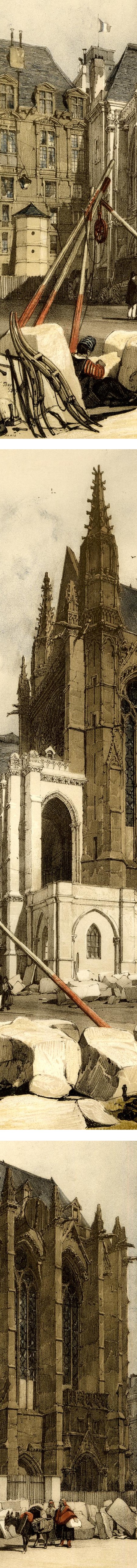 La Ste. Chapelle, Paris, Thomas Shotter Boys, color lithograph (details)