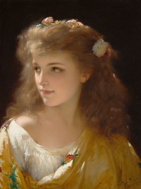 Portrait of a young woman, Pierre Oliver Joseph Coomans, oil on canvas