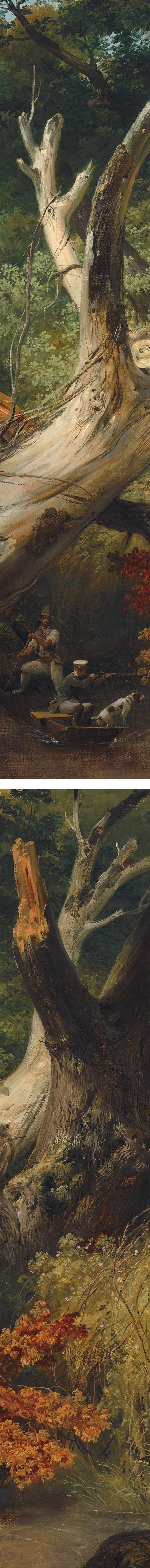 Hunting in the Pontine Marches, Horace Vernet, oil on canvas (details)