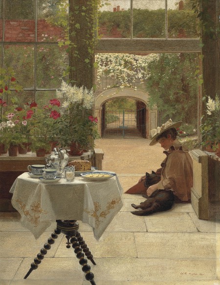 Five o'clock tea, Edith Hayllar, oil on canvas