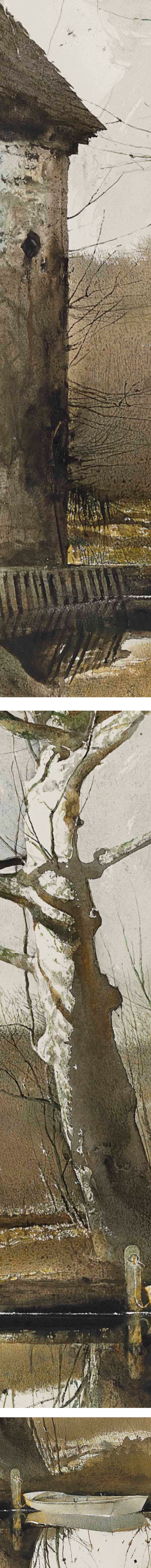 Flat Boat, Andrew Wyeth, watercolor drybrush